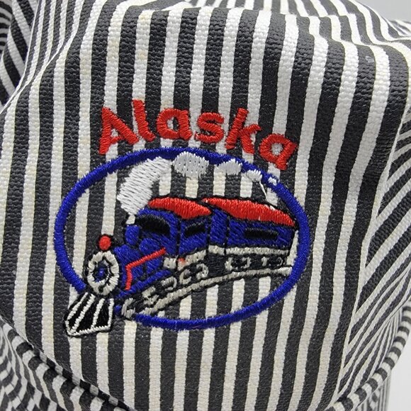 NWT Alaska Headgear Arctic Express Train Conductor Striped Stretch Cap Hat NEW - Picture 2 of 8